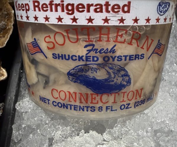 Fresh Shucked Oysters 8oz. ctn. $17.99/ea.